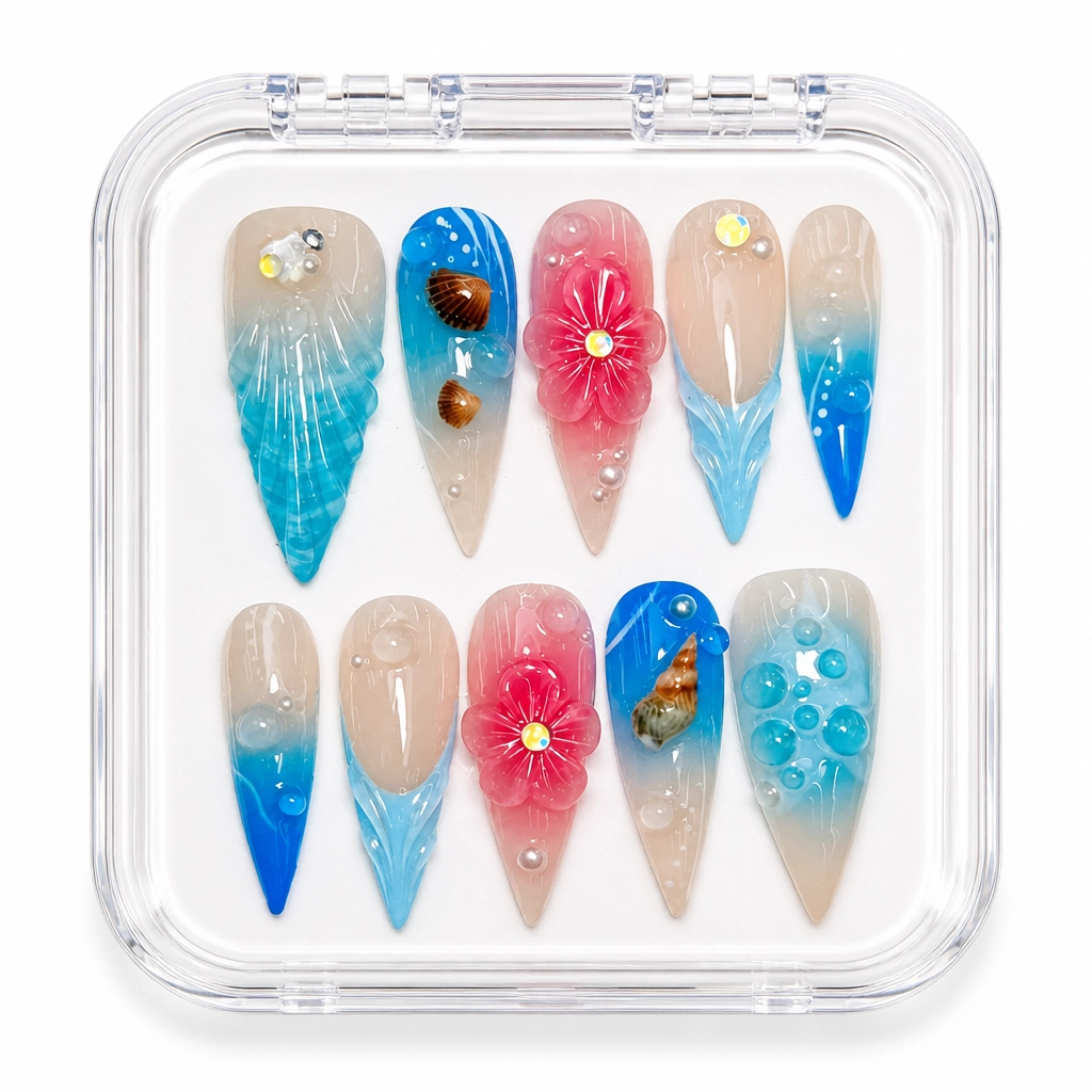 Press-on Nails Wholesale $14.90 Azure Bloom by Yabe Vietnam