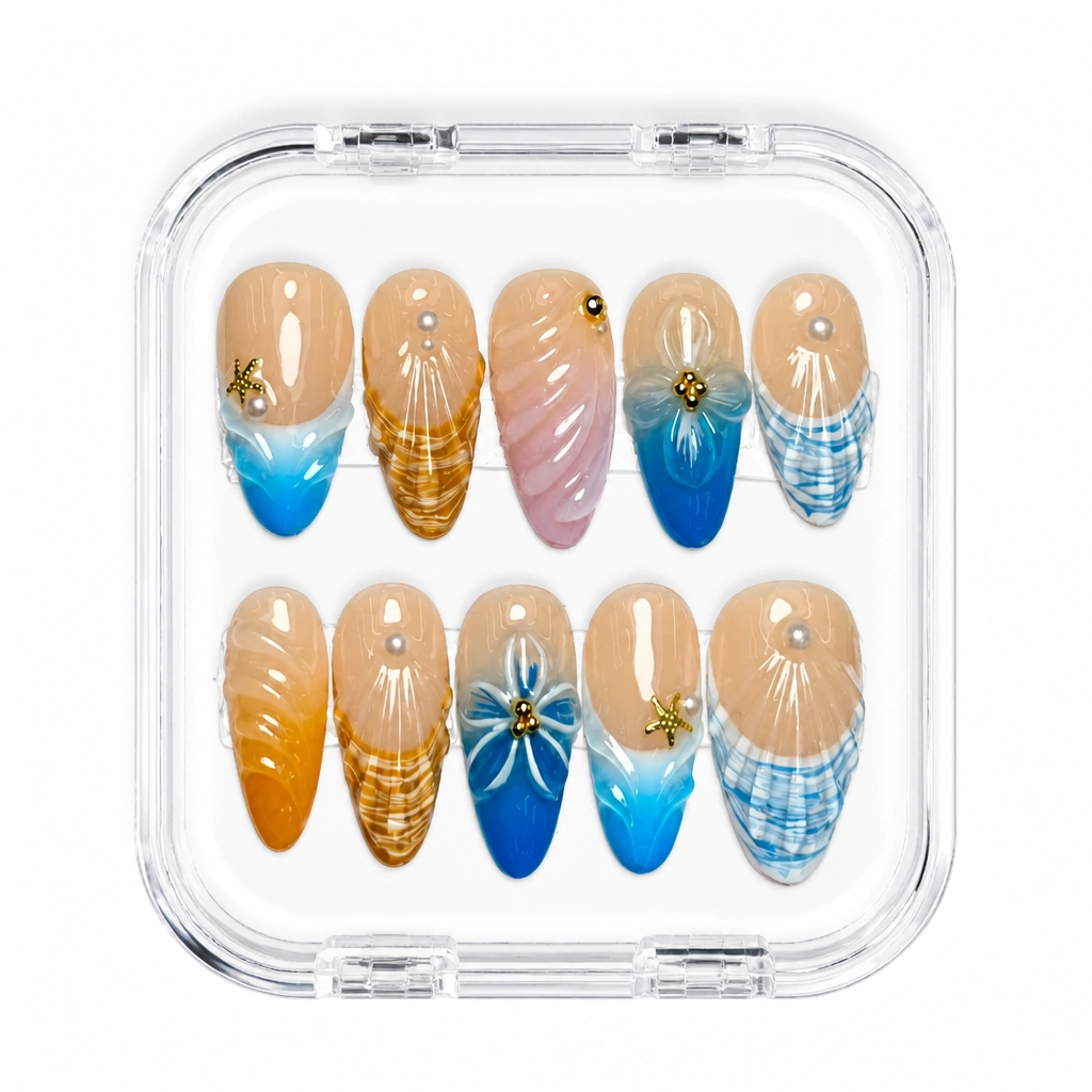 Press-on Nails Wholesale $14.90 Ocean Shell Luxe by Yabe Vietnam