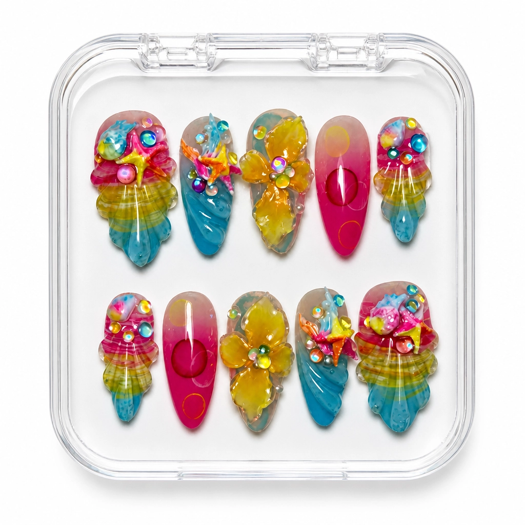 Press-on Nails Wholesale $14.90 Tropical Reef Bliss by Yabe Vietnam