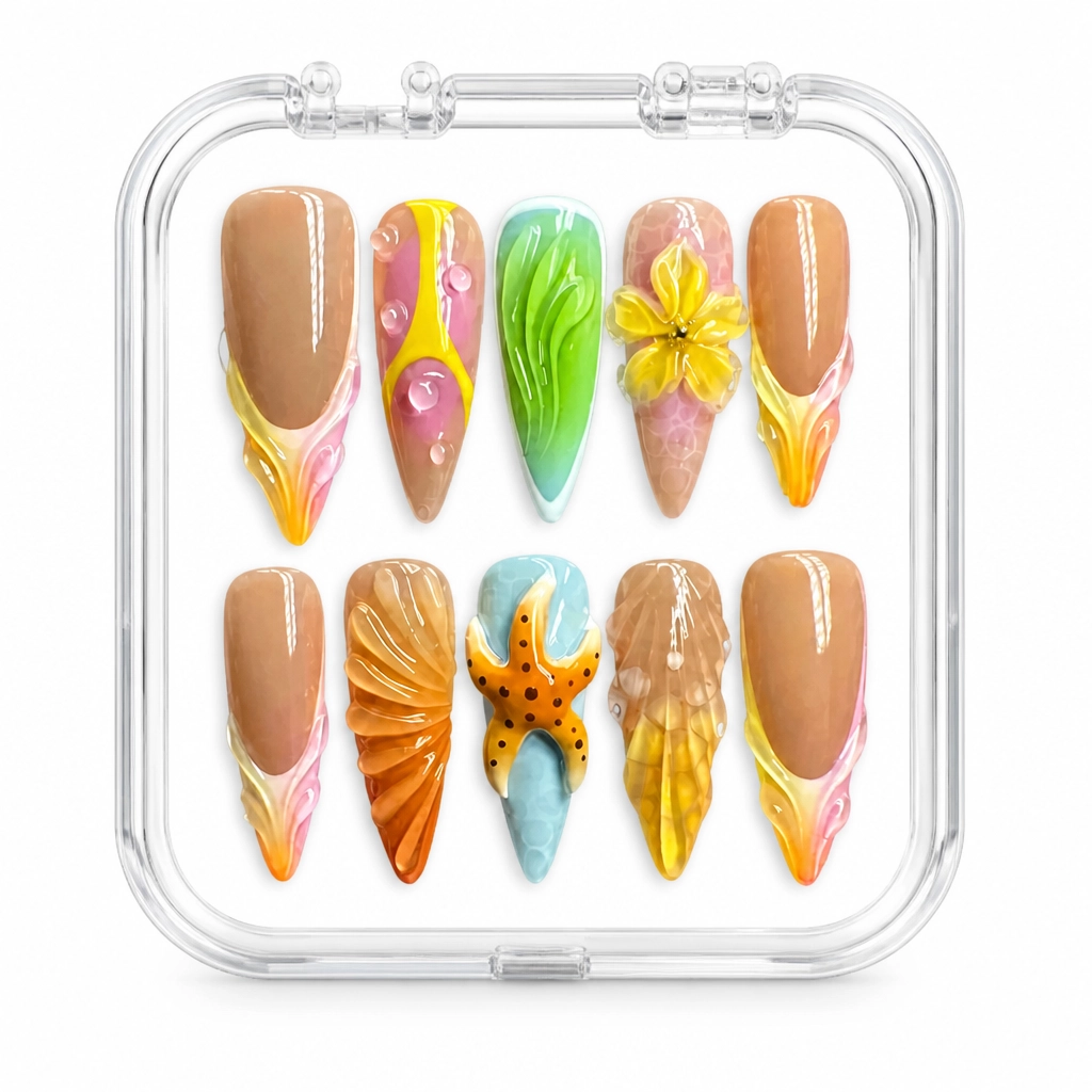 Press-on Nails Wholesale $14.90 Sunset Seashell Bliss by Yabe Vietnam