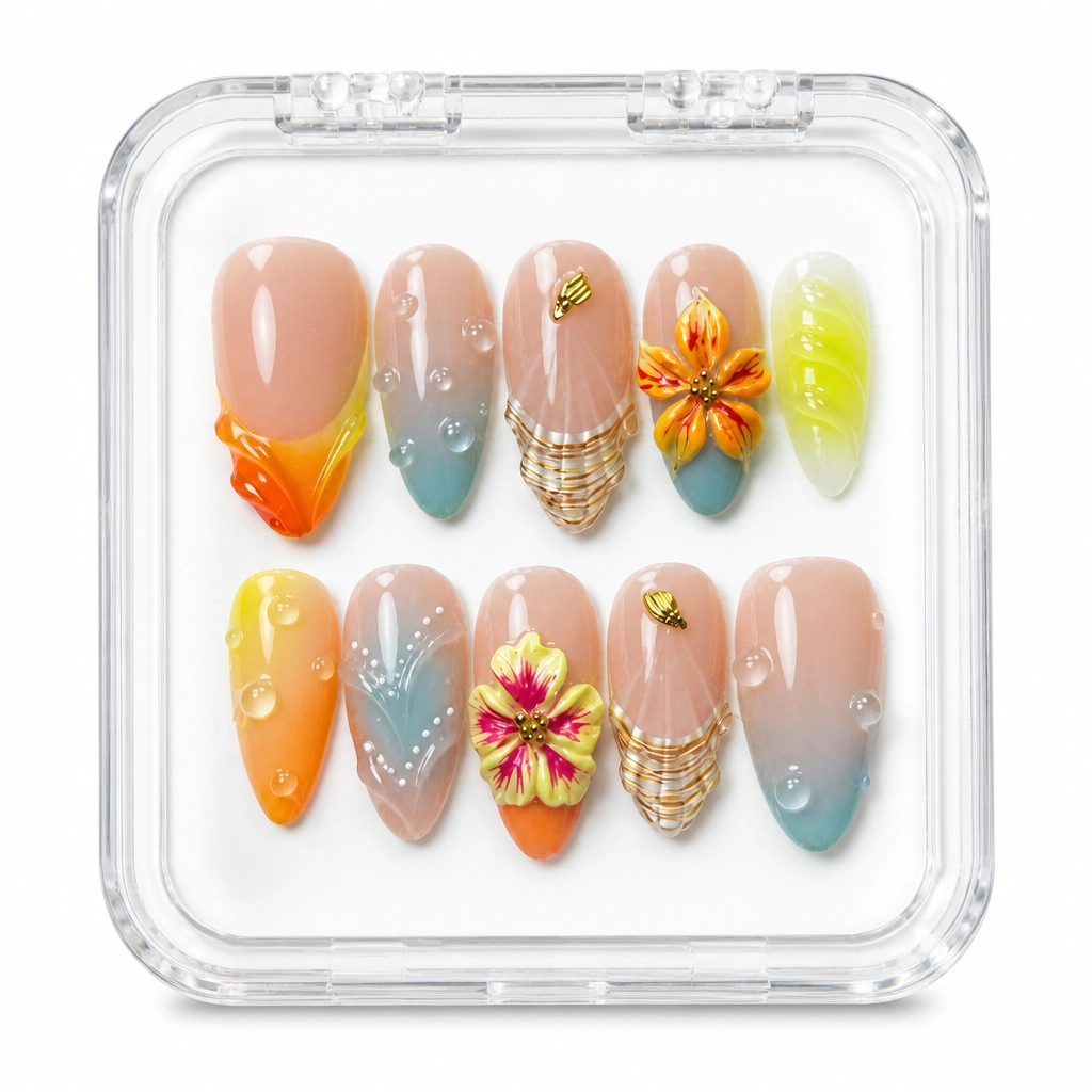 Press-on Nails Wholesale $14.90 Botanical Sunset by Yabe Vietnam