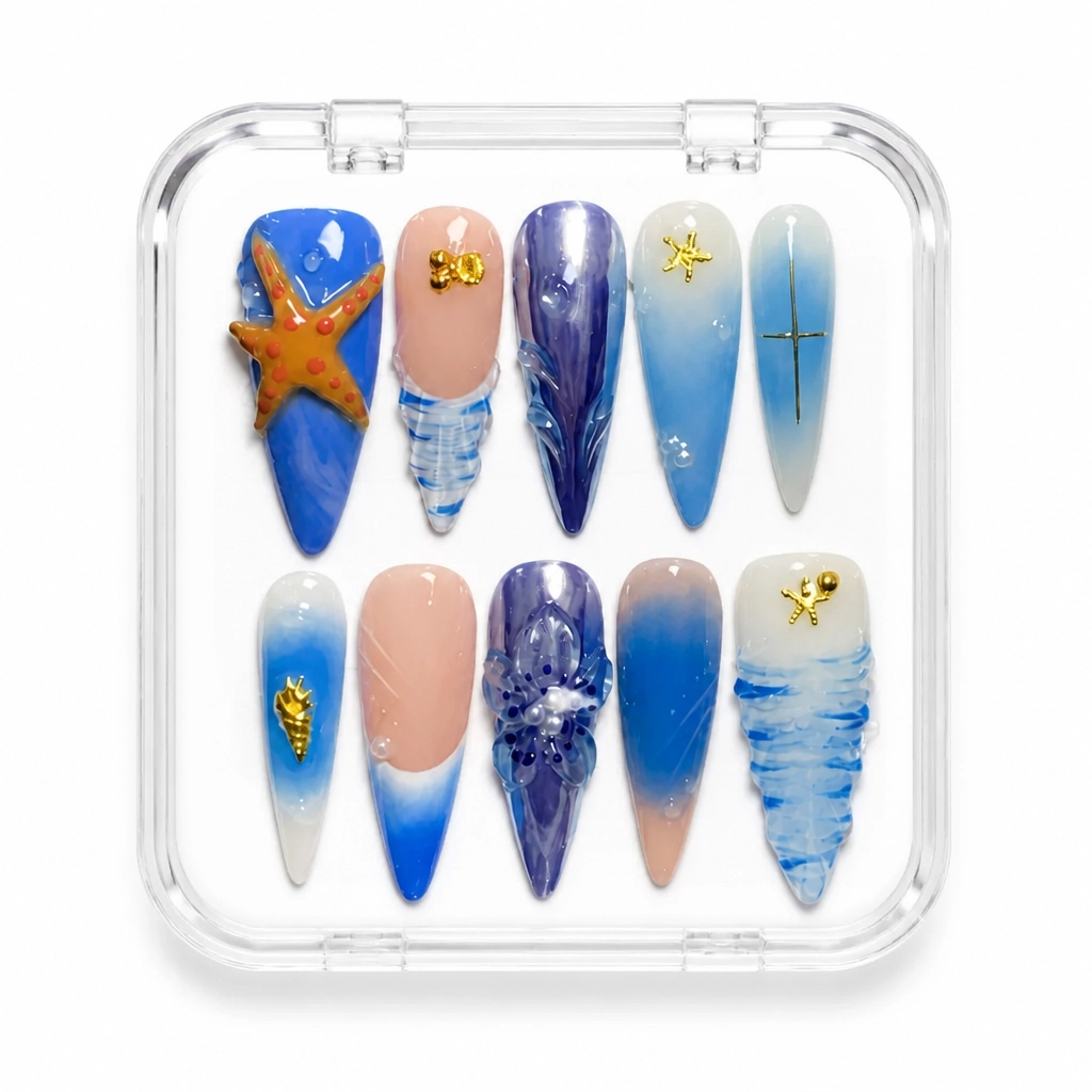 Press-on Nails Wholesale $14.90 Azure Coastal by Yabe Vietnam