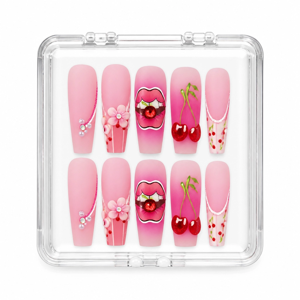 Press-on Nails Wholesale $14.90 Cherry Blossom Ballerina by Yabe Vietnam