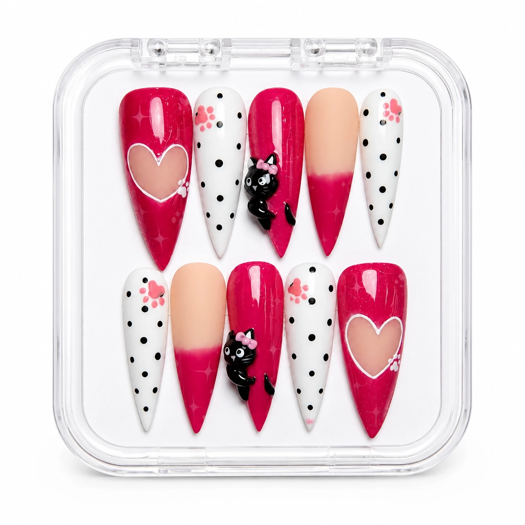 Press-on Nails Wholesale $14.90 Crimson Hearts by Yabe Vietnam