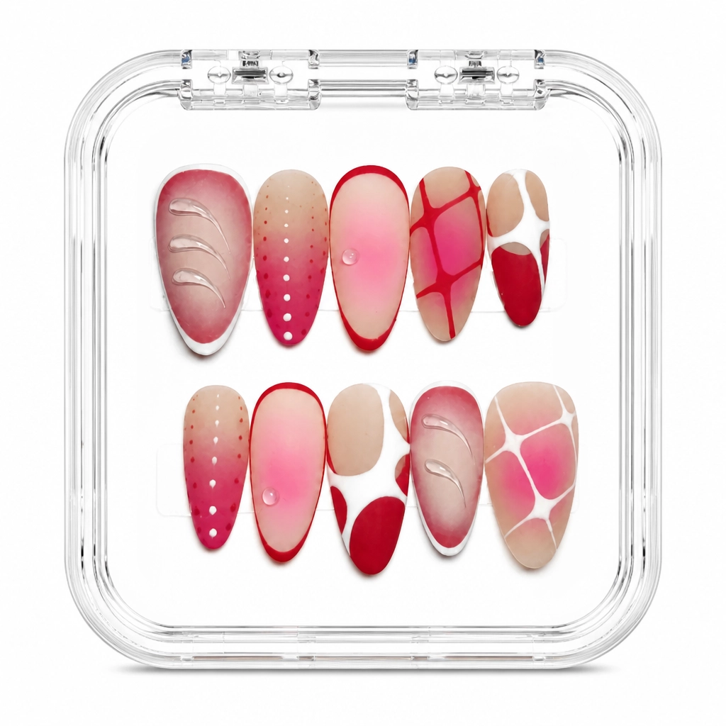 Press-on Nails Wholesale $14.90 Crimson Gradient Elegance by Yabe Vietnam