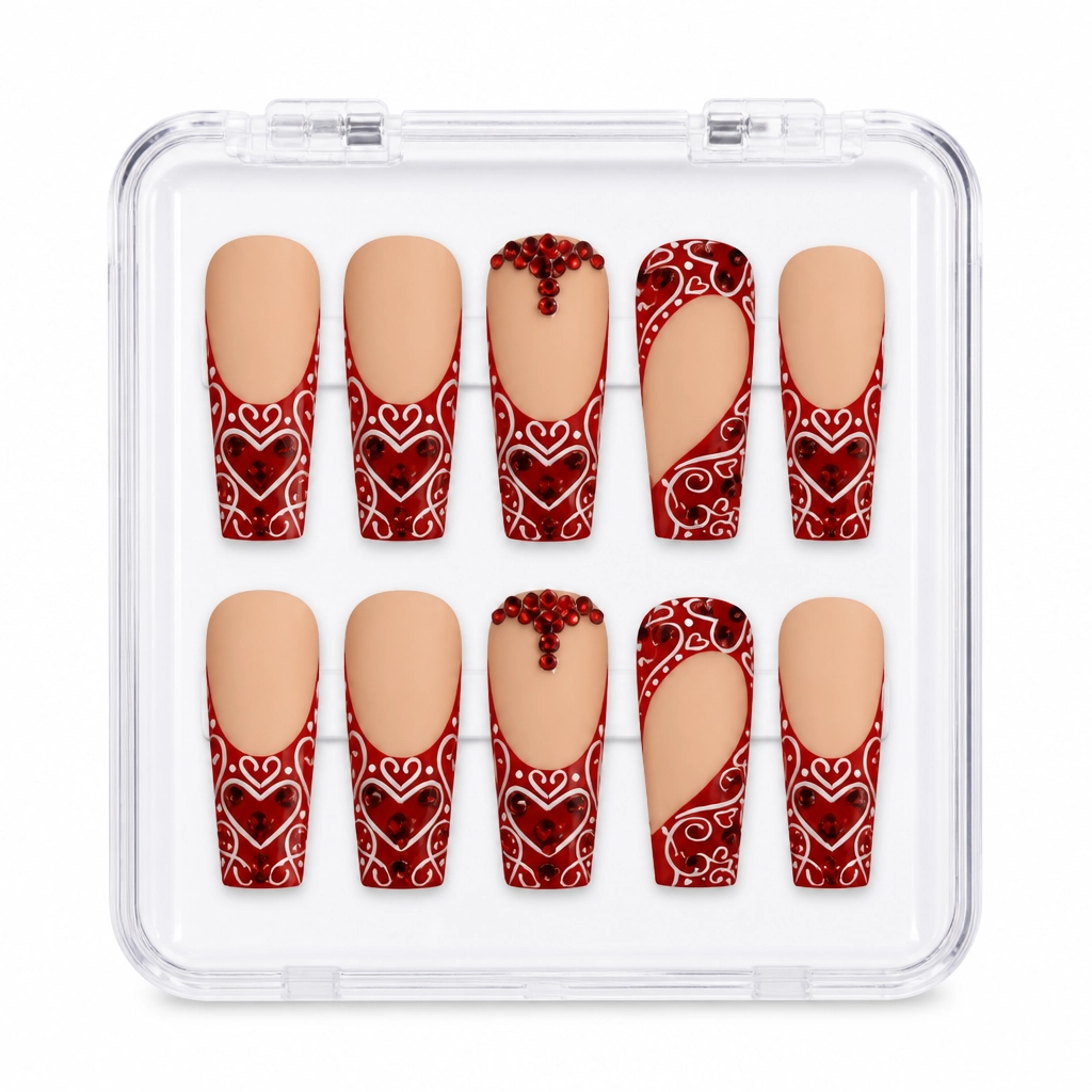 Press-on Nails Wholesale $14.90 Crimson Chevron by Yabe Vietnam