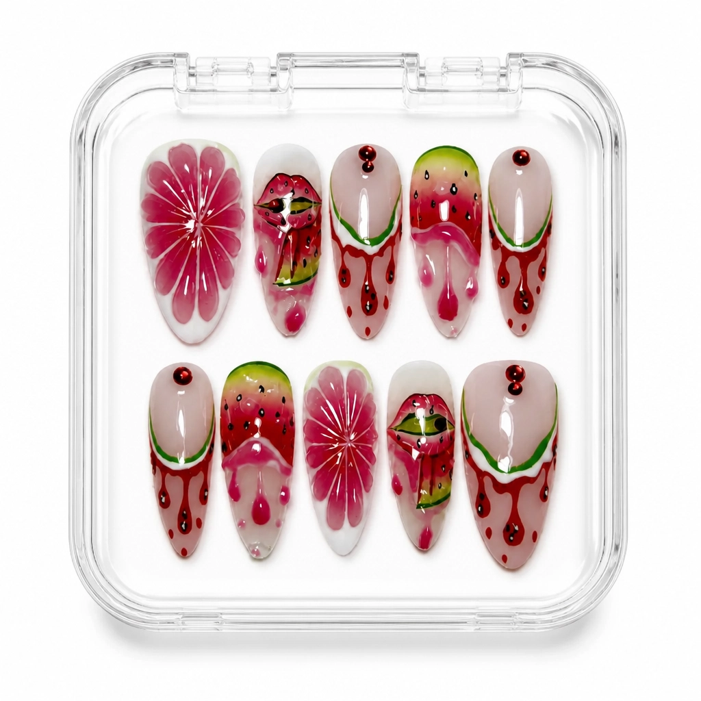 Press-on Nails Wholesale $14.90 Crimson Flora by Yabe Vietnam