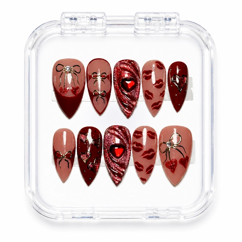 Press-on Nails Wholesale $14.90 Crimson Elegance by Yabe Vietnam