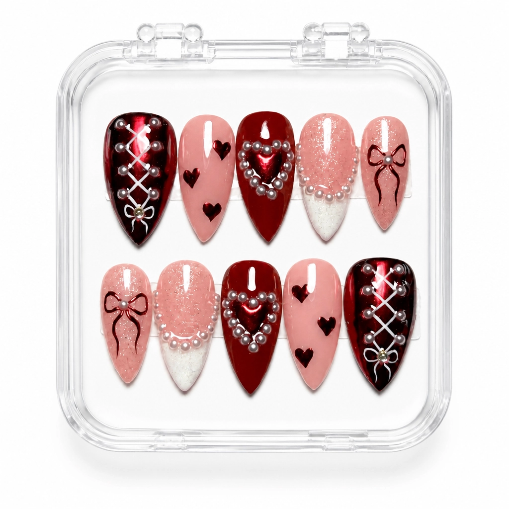 Press-on Nails Wholesale $14.90 Crimson Bow Luxe by Yabe Vietnam