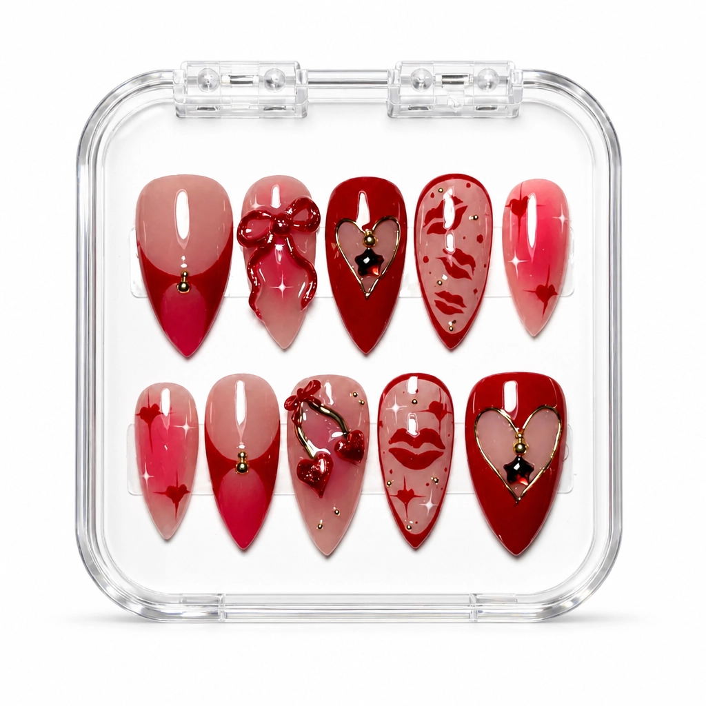 Press-on Nails Wholesale $14.90 Crimson Charm by Yabe Vietnam