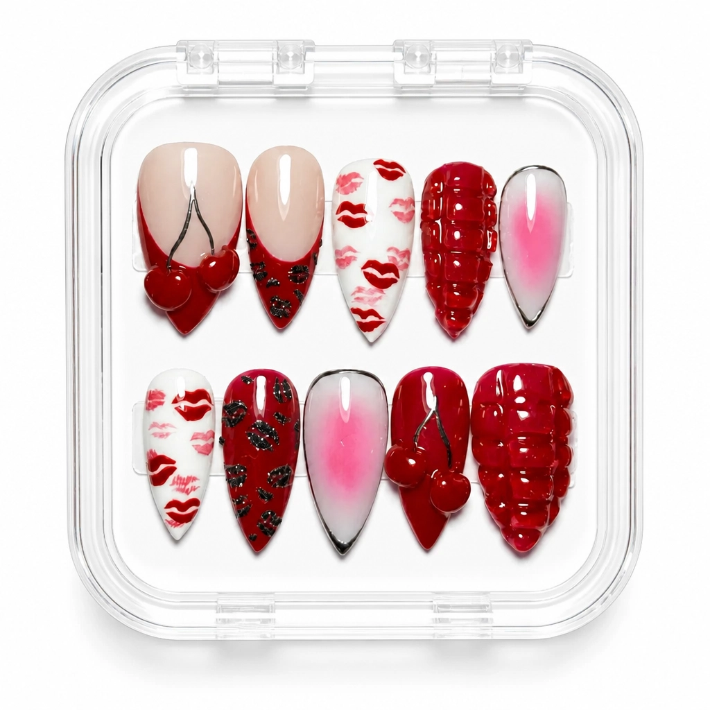 Press-on Nails Wholesale $14.90 Crimson Kiss by Yabe Vietnam