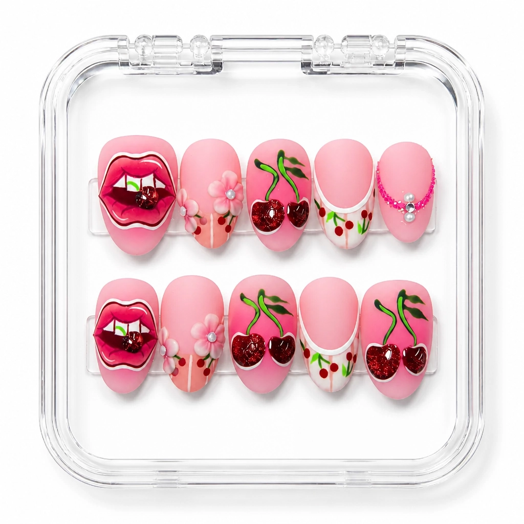 Press-on Nails Wholesale $14.90 Cherry Kiss by Yabe Vietnam