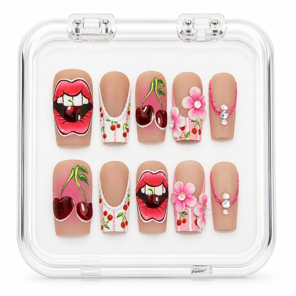 Press-on Nails Wholesale $14.90 Cherry Bite Bliss by Yabe Vietnam