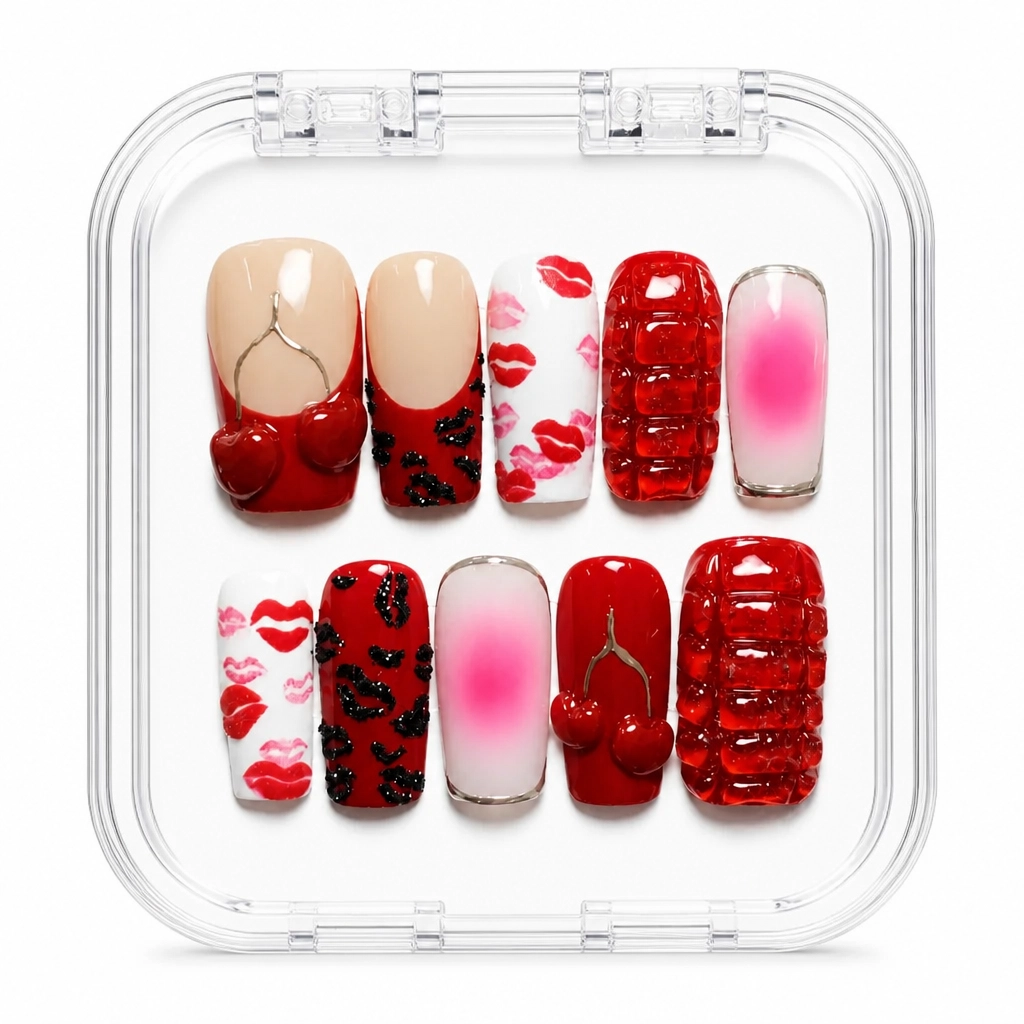 Press-on Nails Wholesale $14.90 Crimson Kiss by Yabe Vietnam