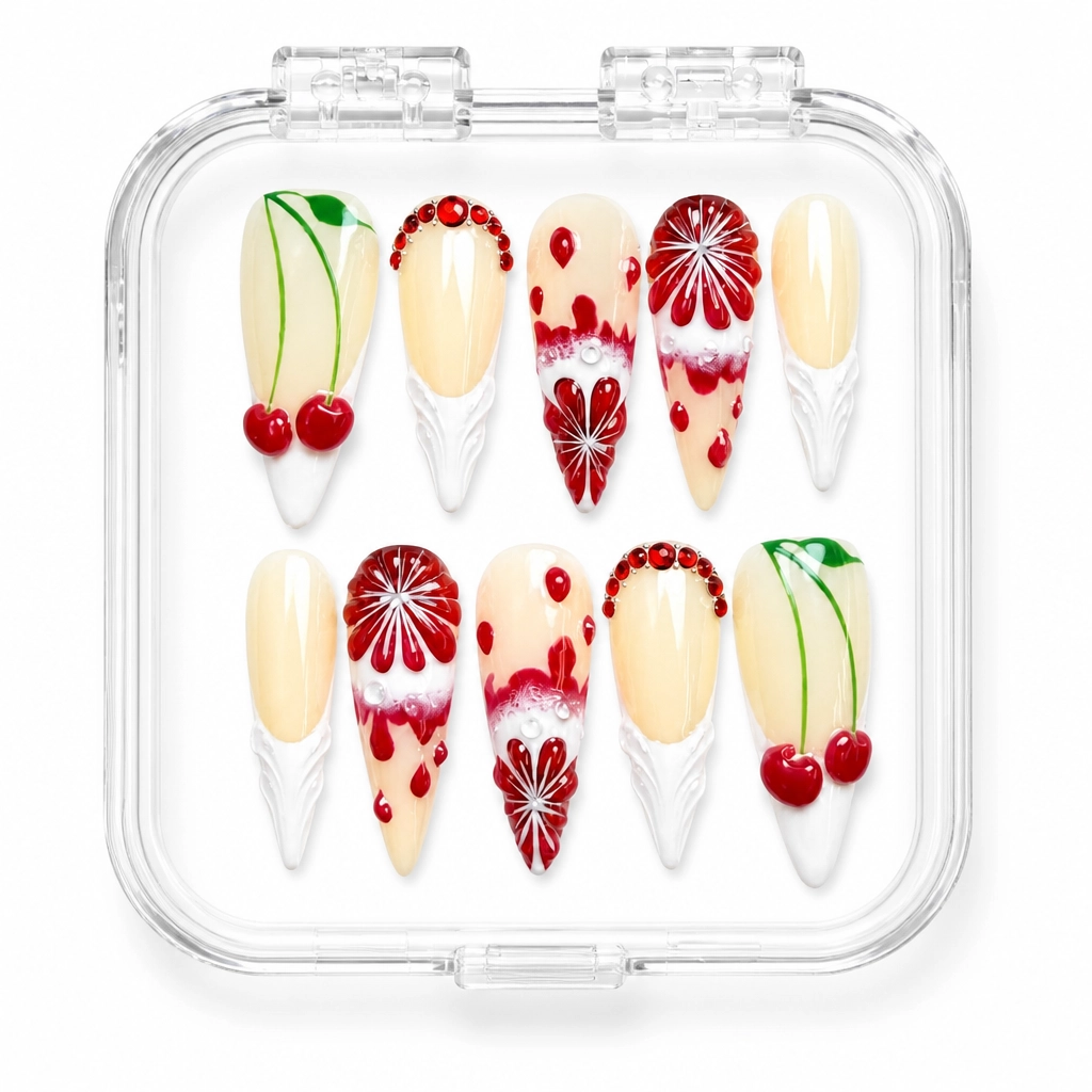 Press-on Nails Wholesale $14.90 Cherry Blossom Elegance by Yabe Vietnam