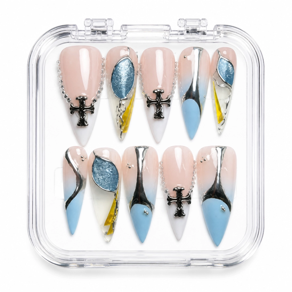 Press-on Nails Wholesale $14.90 Nude Cross Elegance by Yabe Vietnam