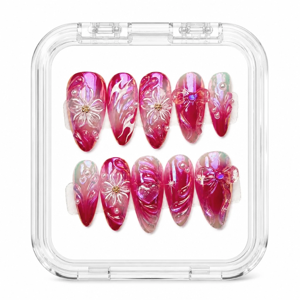 Press-on Nails Wholesale $14.90 Fuchsia Bloom by Yabe Vietnam