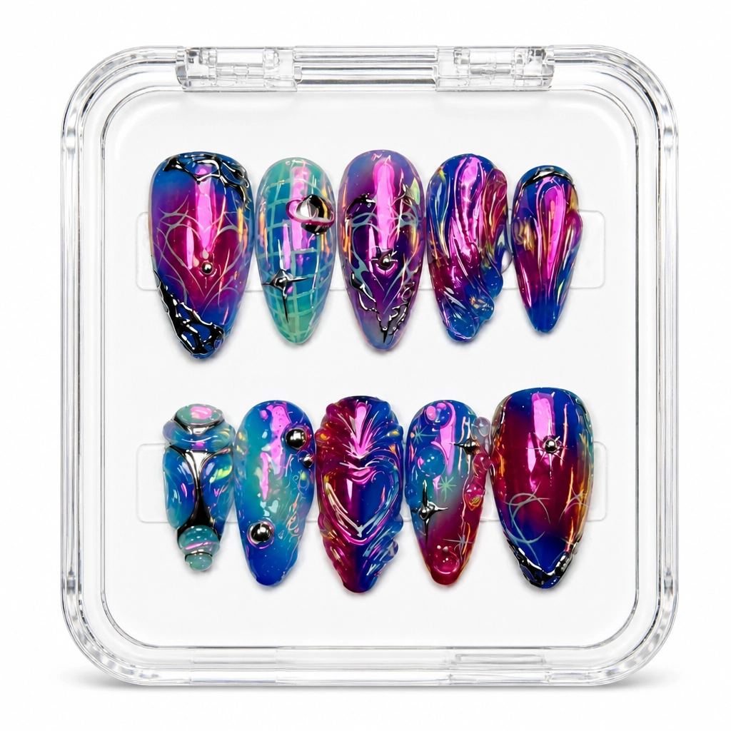 Press-on Nails Wholesale $14.90 Galactic Neon Pulse by Yabe Vietnam