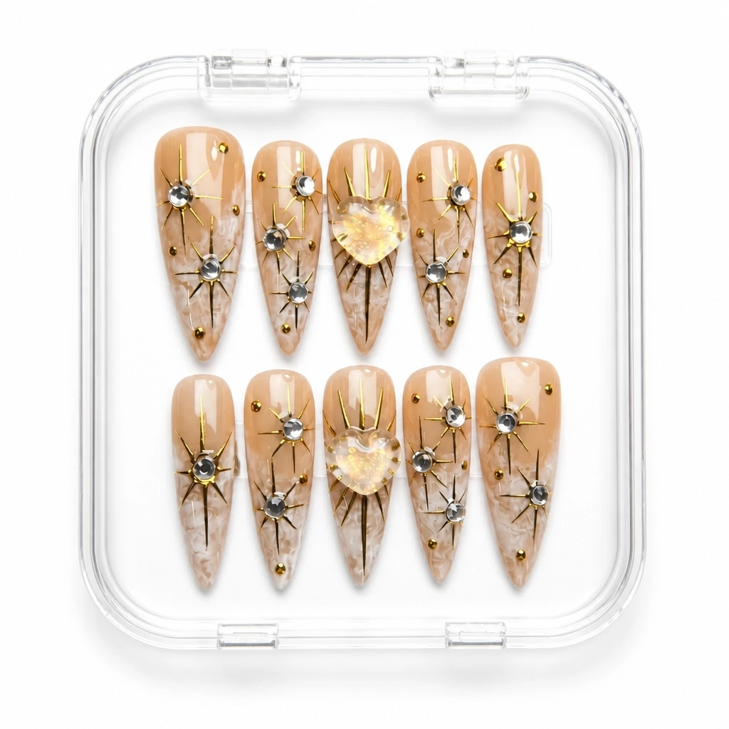 Press-on Nails Wholesale $14.90 Starburst Heart by Yabe Vietnam
