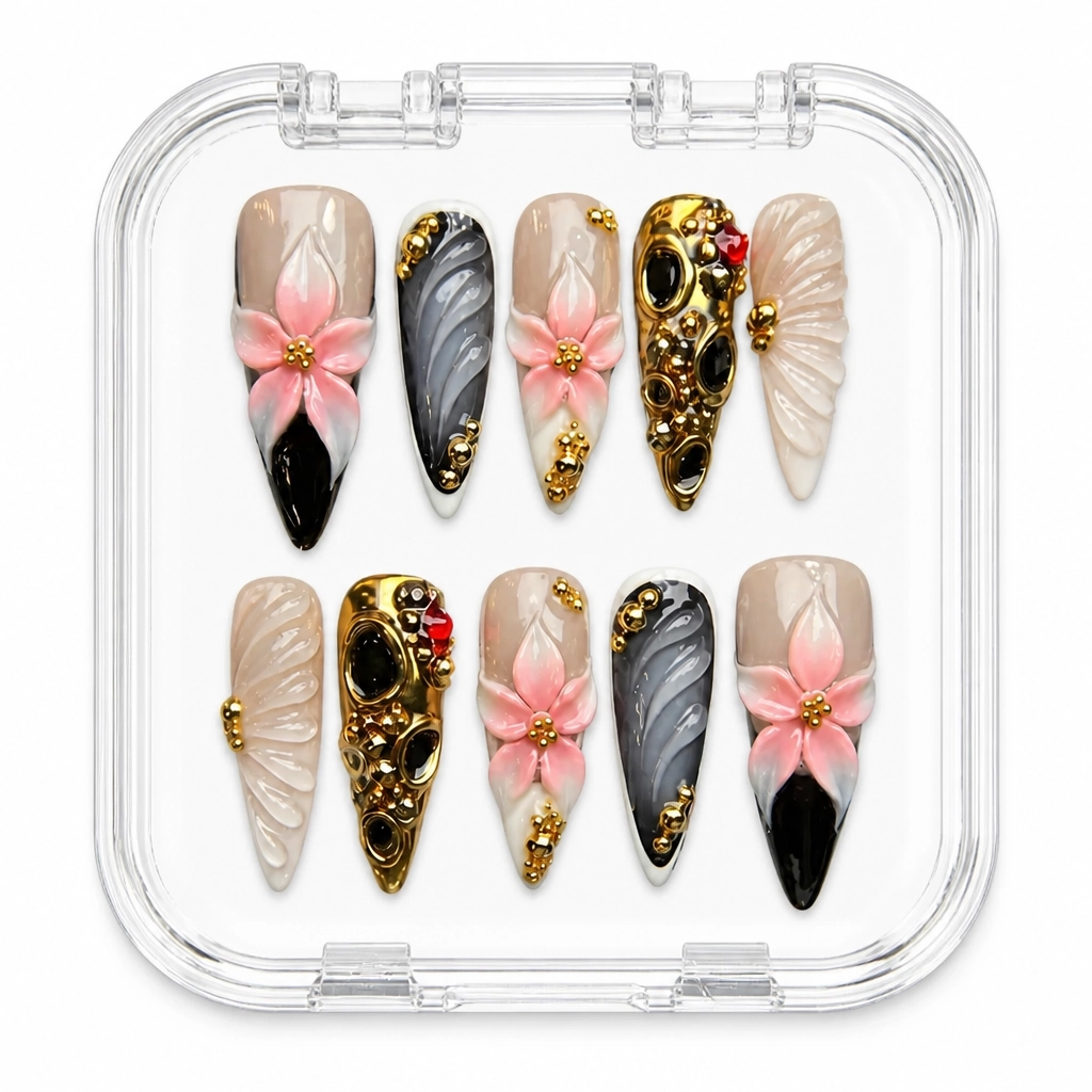 Press-on Nails Wholesale $14.90 Skull Blossom by Yabe Vietnam