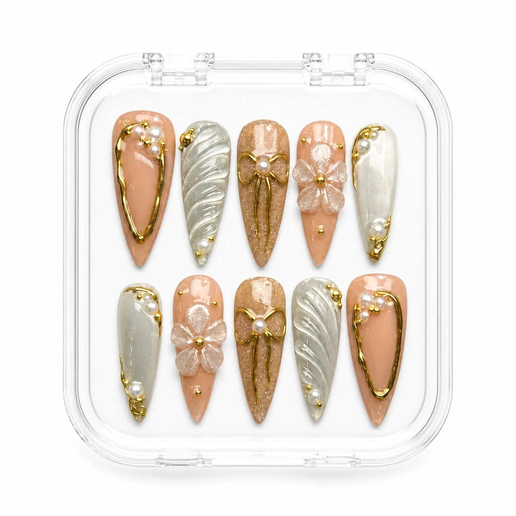 Press-on Nails Wholesale $14.90 Pearl Blossom by Yabe Vietnam
