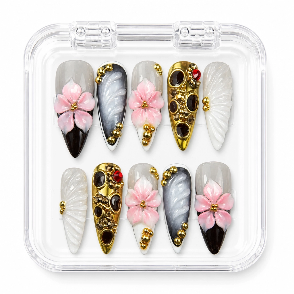 Press-on Nails Wholesale $14.90 Midnight Bloom by Yabe Vietnam