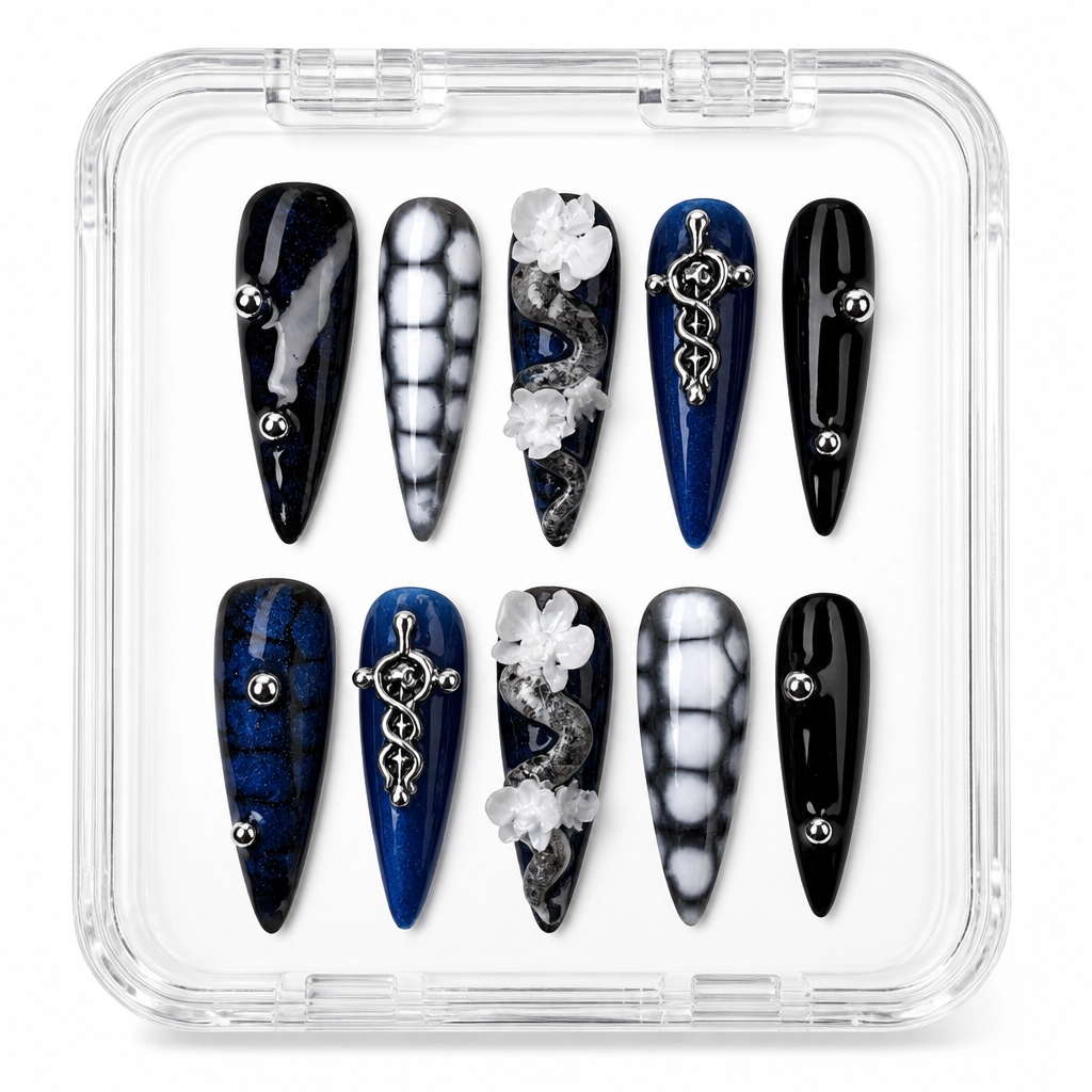 Press-on Nails Wholesale $14.90 Cobalt Snake Fantasy by Yabe Vietnam
