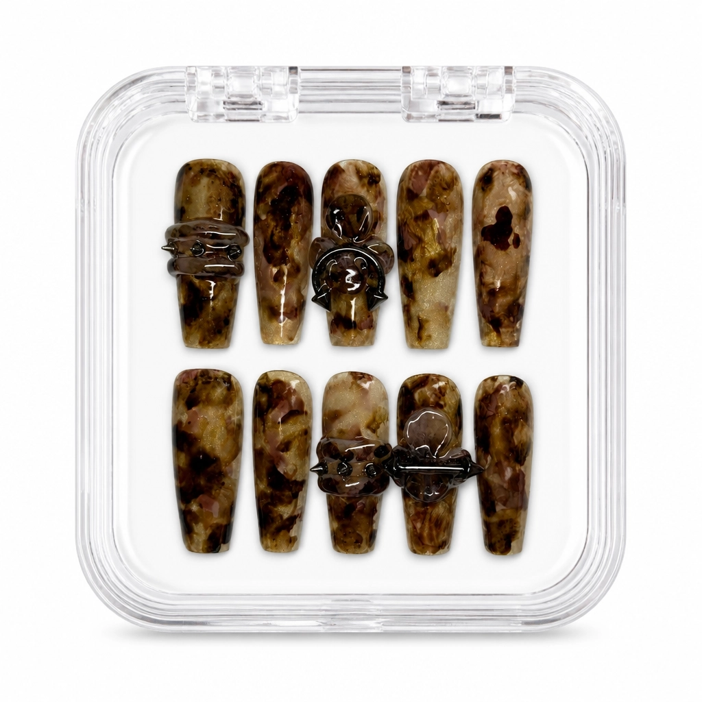 Press-on Nails Wholesale $14.90 Amber Tortoise Goth by Yabe Vietnam