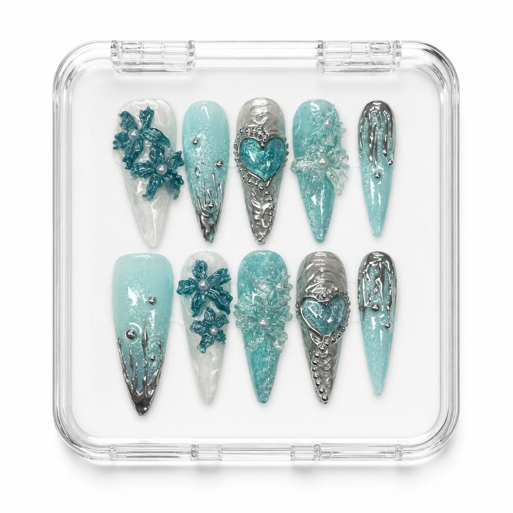 Press-on Nails Wholesale $14.90 Frosty Mint Charm by Yabe Vietnam
