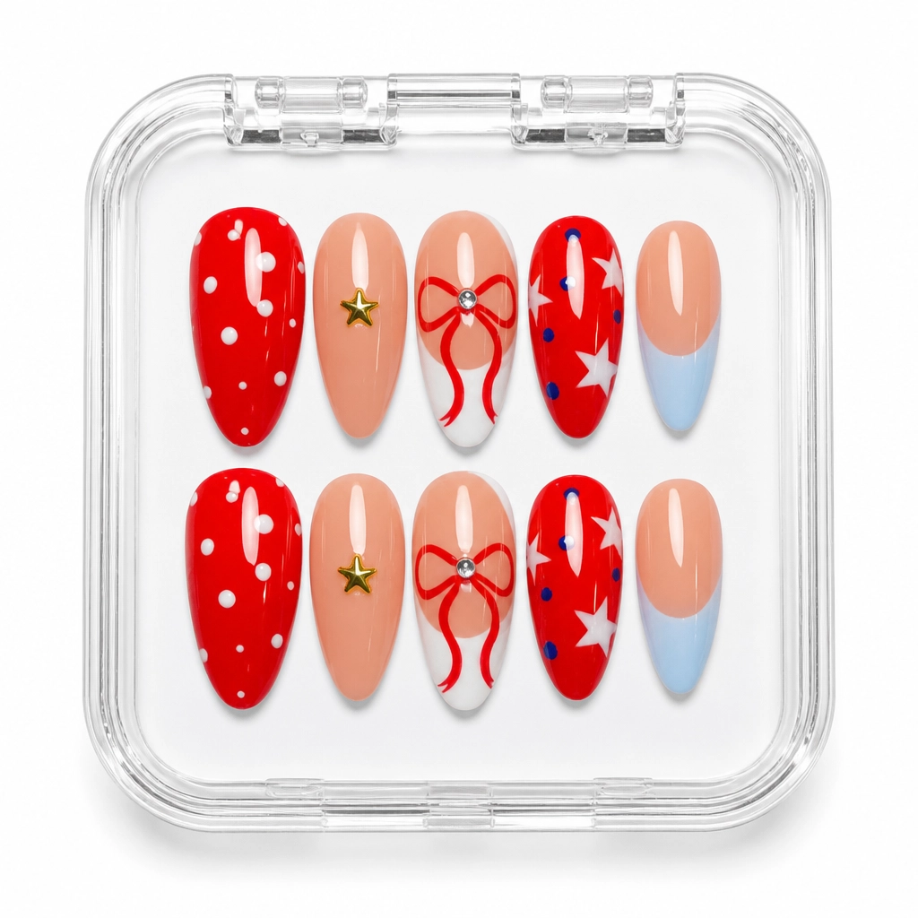 Press-on Nails Wholesale $14.90 Stellar Bow Delight by Yabe Vietnam
