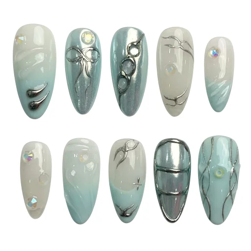 Press-on Nails Wholesale $11.90 Ocean Elegance by Yabe Vietnam