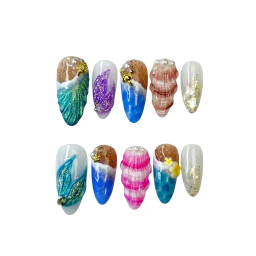 Press-on Nails Wholesale $11.90 Ocean Whispers by Yabe Vietnam