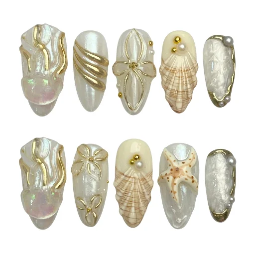 Press-on Nails Wholesale $14.90 Seashell Silhouette by Yabe Vietnam