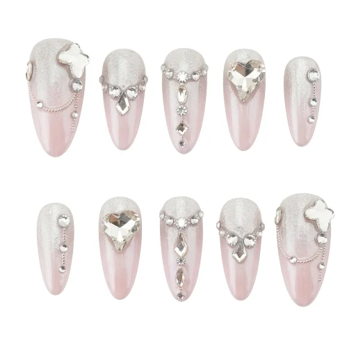 Press-on Nails Wholesale $6.90 Silver Romance by Yabe Vietnam