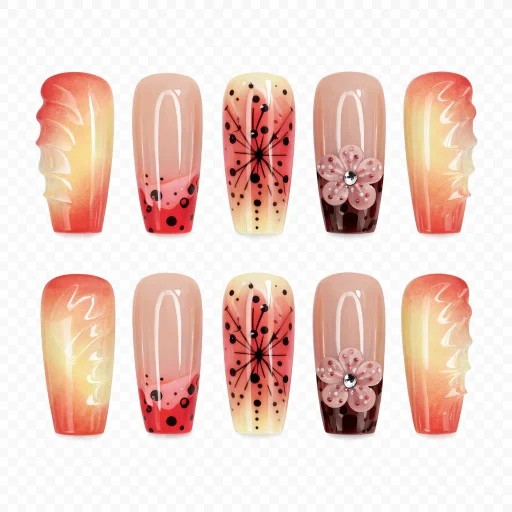 Press-on Nails Wholesale $14.90 Sunset Blossom by Yabe Vietnam