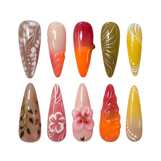 Press-on Nails Wholesale $14.90 Tropical Bloom by Yabe Vietnam