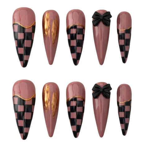 Press-on Nails Wholesale $6.90 Tuxedo Twirl by Yabe Vietnam