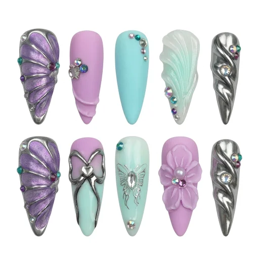 Press-on Nails Wholesale $14.90 Violet Spiral by Yabe Vietnam