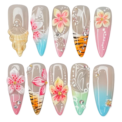 Press-on Nails Wholesale $14.90 Vivid Petalscape 3085 by Yabe Vietnam