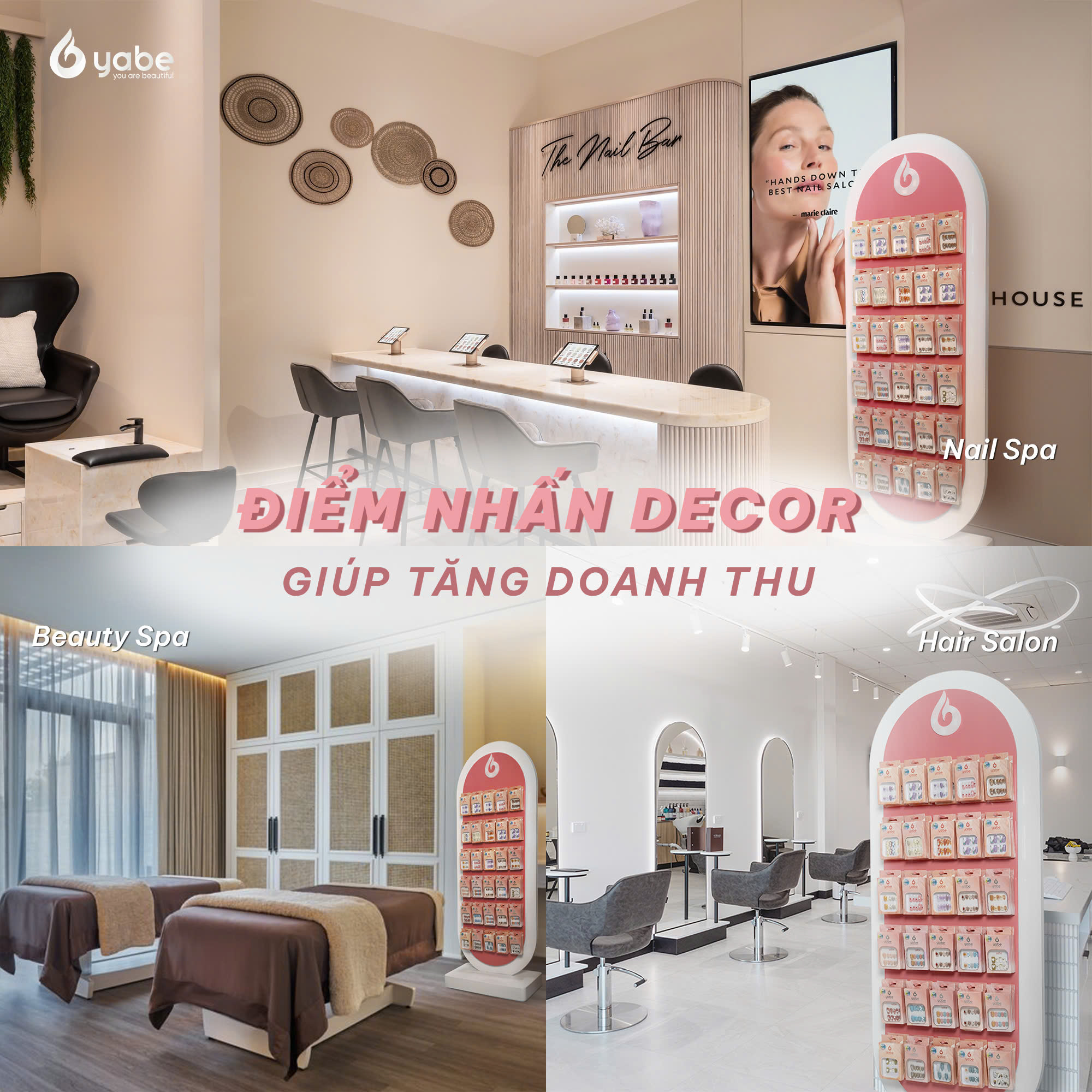 Kệ Nailbox Yabe - Điểm nhấn Decor giúp tăng doanh thu cho Nail, Spa, Salon