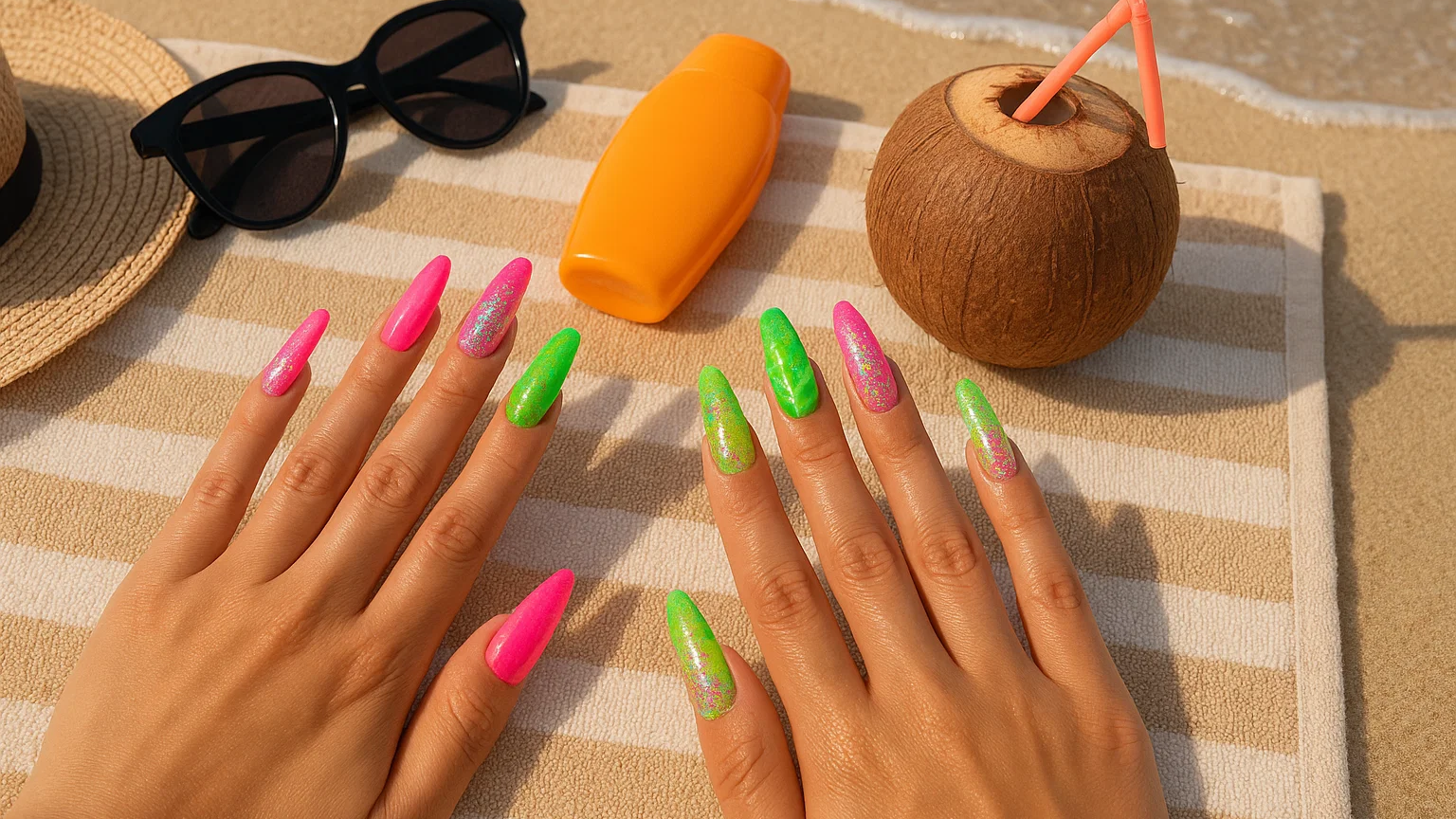 Beach Press On Nails That Shine: Yabe Vietnam’s Tropical Glitter Collection for Summer Glam